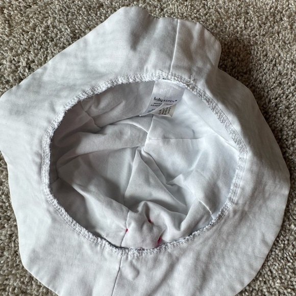 Baby Aspen baby Hat with Pink Flower Accent Bucket Hat sunhat size 0-6 months - Picture 4 of 6